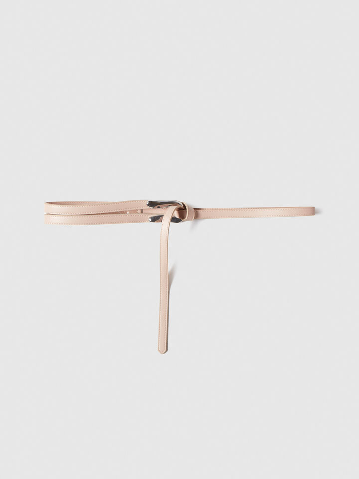 High-waisted asymmetric belt - women's belts - Soft Pink | Sisley image number 1